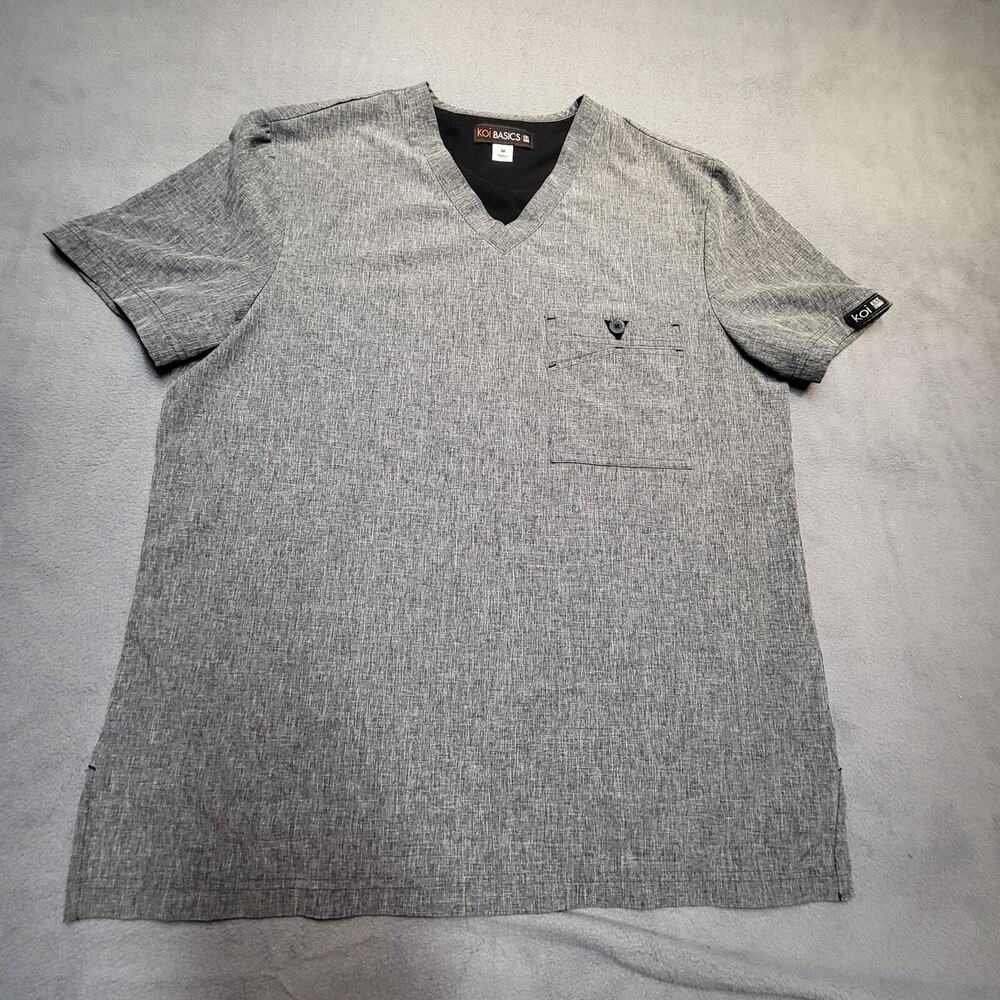 Koi Basics Scrubs Shirt Womens M Gray Short Sleeve Nursing Medical